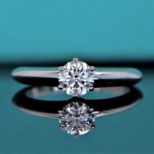19577 Tiffany & Co. Platinum 0.53ct H VS1 Round Diamond Engagement Ring 5